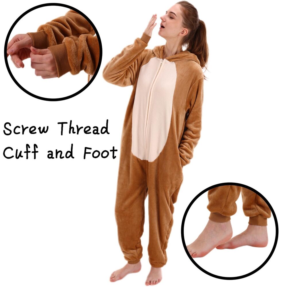 5893 Snug Fit Unisex Adult Onesie Pajamas, Flannel Teddy Bear Cosplay - Picture 6 of 8